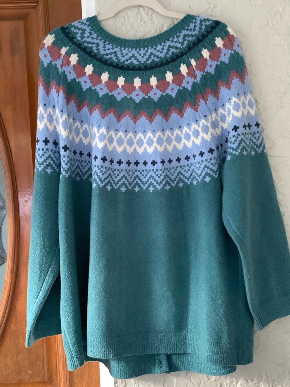 Coldwater Creek Teal Fair Isle Button-Front Cardigan - Picture 4 of 6
